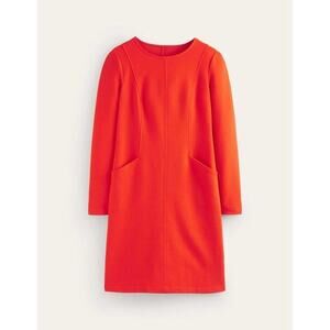 Boden Women's Red Ellen Ottoman Dress Ribbed Orange Size 14R Long Sleeve